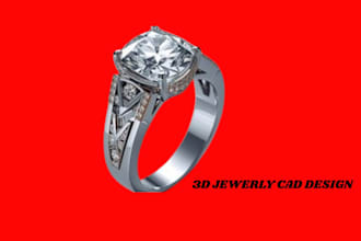 do jewelry cad design for 3d printing,drawing and rendering molding design