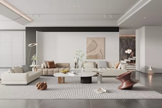 design your living room interior in realistic 3d