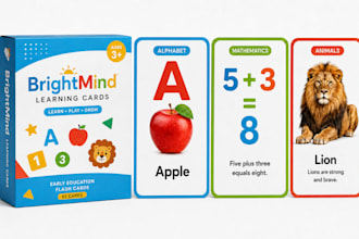 design professional custom flash cards for kids, education, games and learning