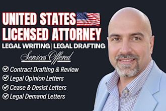 draft legal demand letter, cease and desist, legal opinion as US attorney