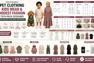 make a pet clothing kids wear tech pack ready for modest manufacturers and bom