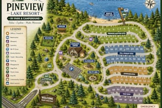design hostel guest map, airbnb tourist map, travel illustration, guide map