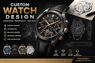 design a custom luxury watch with realistic 3d renderings