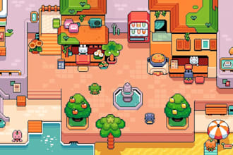 create 8bit 16bit pixel art background top down tileset tilemap game environment