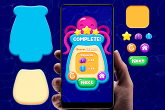 design cartoon casual mobile game UI screens