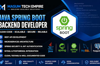 develop java spring boot rest API, backend and microservices