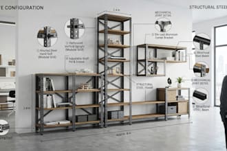 design cnc furniture, assembly instructions, 3d model, dxf, dwg and cutting file