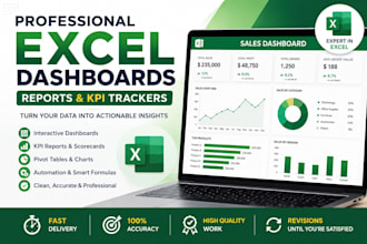 create excel dashboards, reports, and KPI trackers