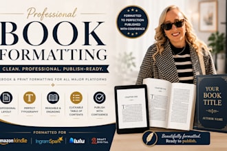 do typesetting, format your manuscript for amazon KDP, kindle, ingraspark, lulu