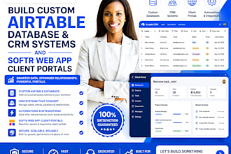 build custom airtable database CRM systems and softr webapp client portals
