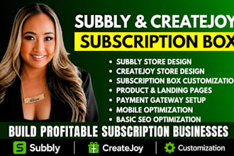 design subbly subscription box website, createjoy website and customization