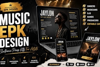 design a professional music epk electronic press kit for artists djs and bands
