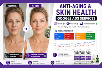 setup anti aging google ads skincare peptide ads