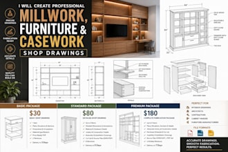 prepare detailed millwork and furniture shop drawings