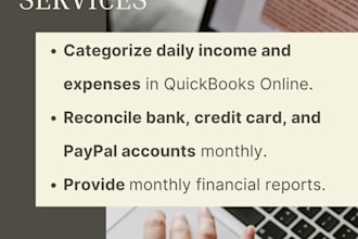 do your monthly qbo bookkeeping and bank reconciliation