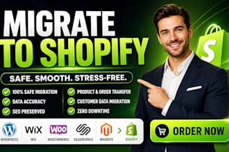 migrate wordpress, wix, woocommerce, squarespace or magento to shopify safely