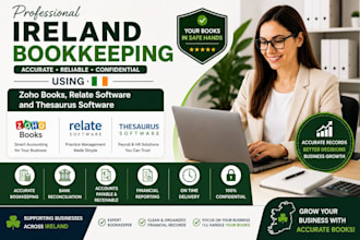 do ireland bookkeeping using zoho books, relate software and thesaurus software