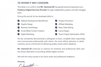 professional experience letter template