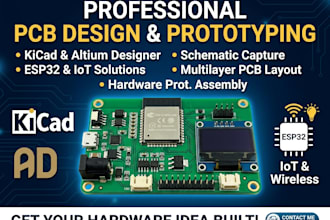design pcb, kicad, altium, esp32, iot, and hardware prototype