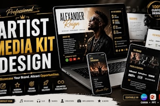design a professional artist media kit for musicians djs bands and creators