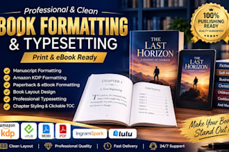 do professional book formatting, manuscript layout, typesetting ebook publishing