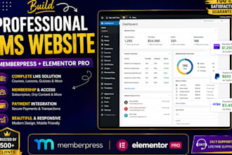 build lms website paid membership pro elementor website memberpress wordpress