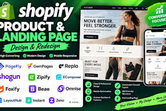 design redesign shopify product landing page replo shogun gempages pagefly zipfy