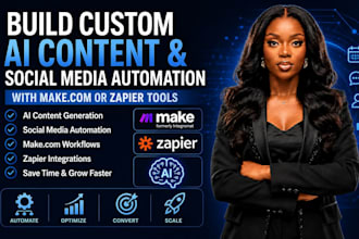 build custom ai content and social media automation with make com or zapier tool