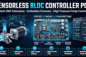 sensorless bldc controller pcb using back emf estimation for high pressure pump