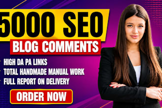 build 3000 dofollow blog comments high da pa SEO backlinks manually