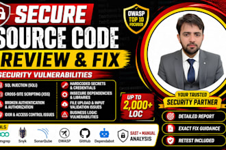 do secure source code review and fix security vulnerabilities