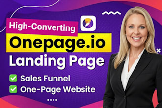 design a high converting onepage io landing page sales funnel one page website