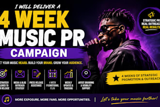 deliver 4 week music PR campaign