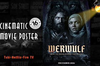 design professional cinematic movie poster and film key art