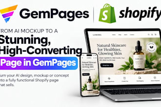 ai generated shopify landing page mockup from ai website to shopify gempages