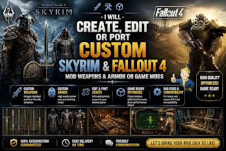 create edit or port custom skyrim mod weapon and armor or fallout 4 game mods