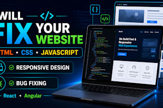 fix HTML CSS javascript and responsive website issues