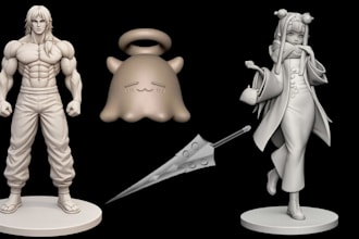 do 3d anime model, vtuber, vrchat character, 3d vroid anime manga 3d sculpting