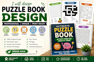create a sudoku, word search, and maze puzzle book for KDP and interior design