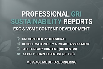 develop content of a professional esg sustainability report with gri and csrd