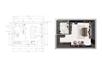 design a modern bedroom or bathroom layout using sketchup