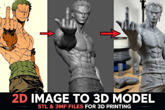 convert 2d to 3d model toy images to figurines image to miniatures for 3d print