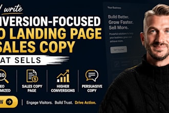 write conversion focused SEO landing page and sales copy page that sells