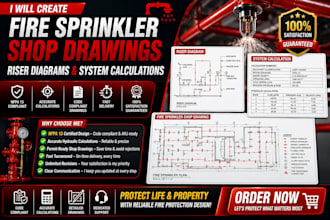 create fire sprinkler shop drawings, riser diagrams and system calculations