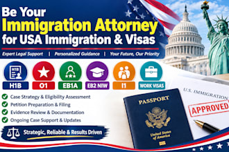 be your immigration attorney for h1b, o1, eb1a, eb2 niw,i1, and work visas