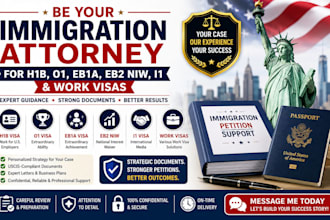 be your immigration attorney for h1b, o1, eb1a, eb2 niw,i1, and work visas