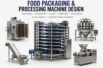 design industrial food processing packaging machine cad models for manufacturing