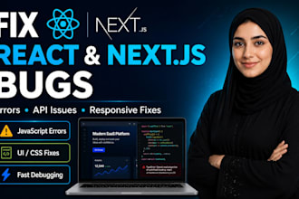 fix react js and next js bugs errors and responsive issues