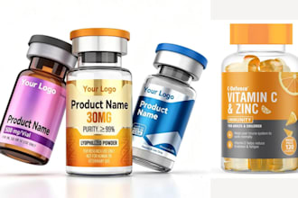 design custom peptide sarms label, vial label supplement product label design