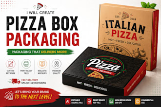 pizza box packaging food box artwork and print ready restaurant packaging